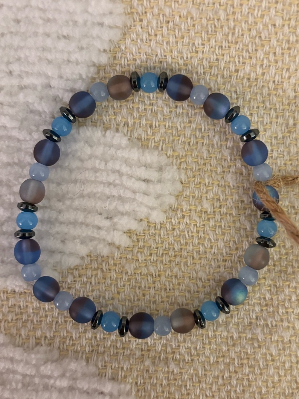 Blue Matte & Light Blue Beaded  Bracelet